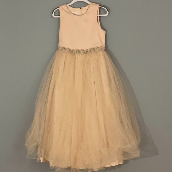 VTG Jessica McClintock Satin Tulle Dress, Embroidered, Flower Girl Dress, 10